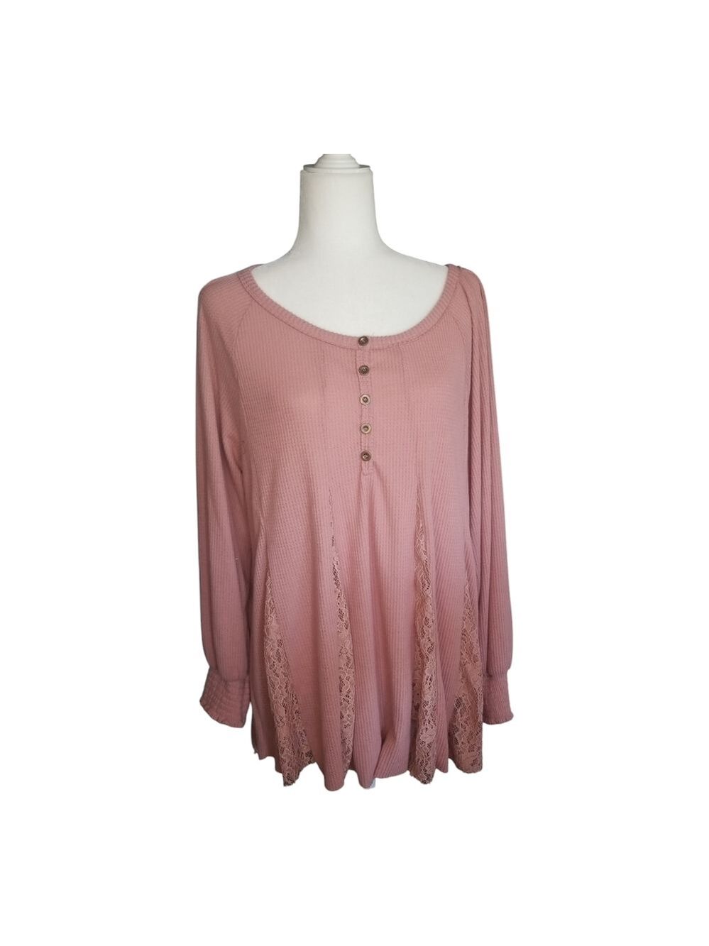 Women's Pink Lace Detail Top Size XL